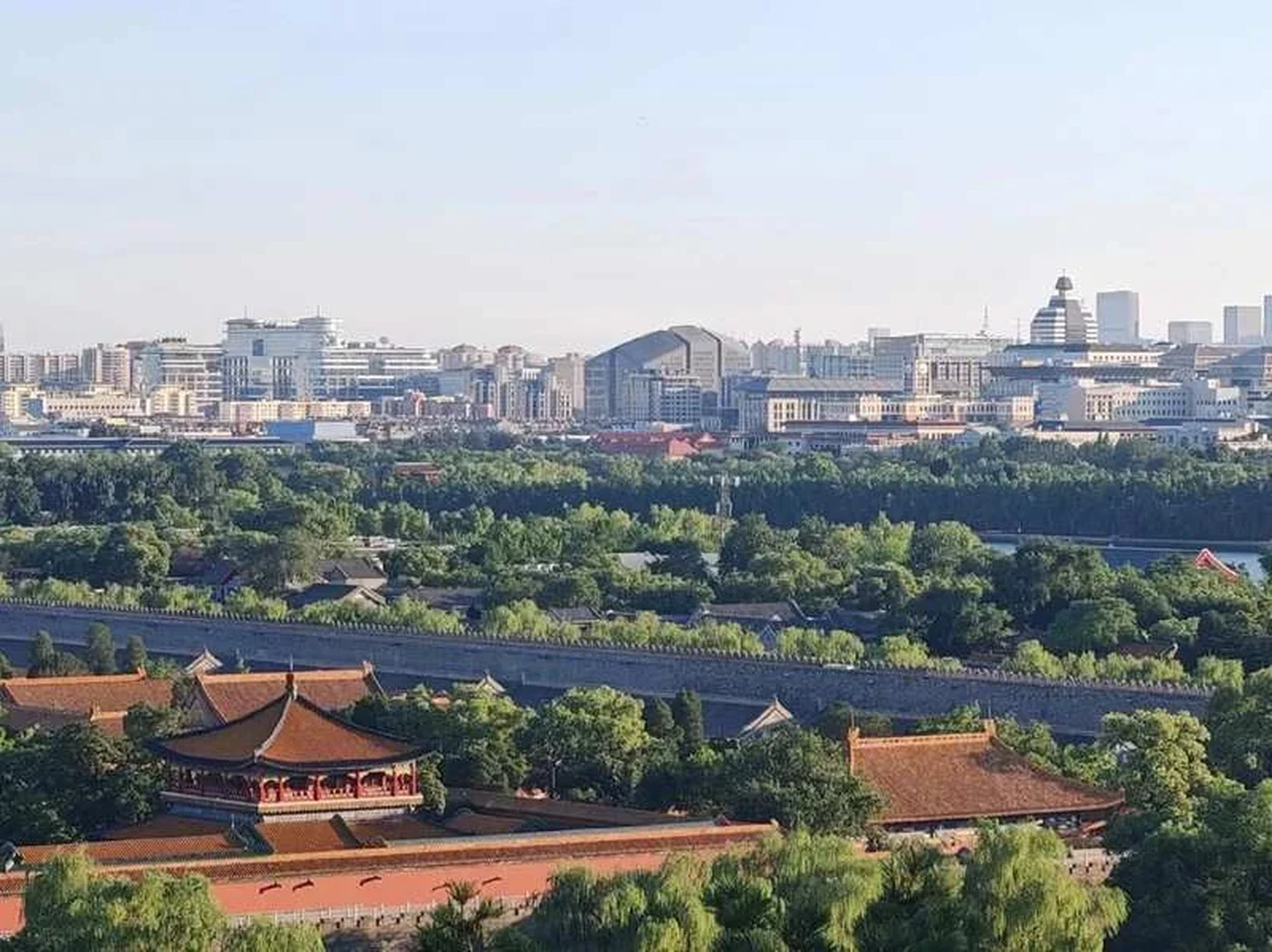 Dawn from Jingshan over the Forbidden City rooftops