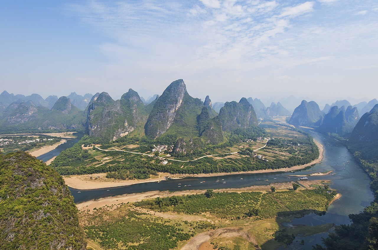 The Li River between Guilin and Yangshuo with classic karst scenery