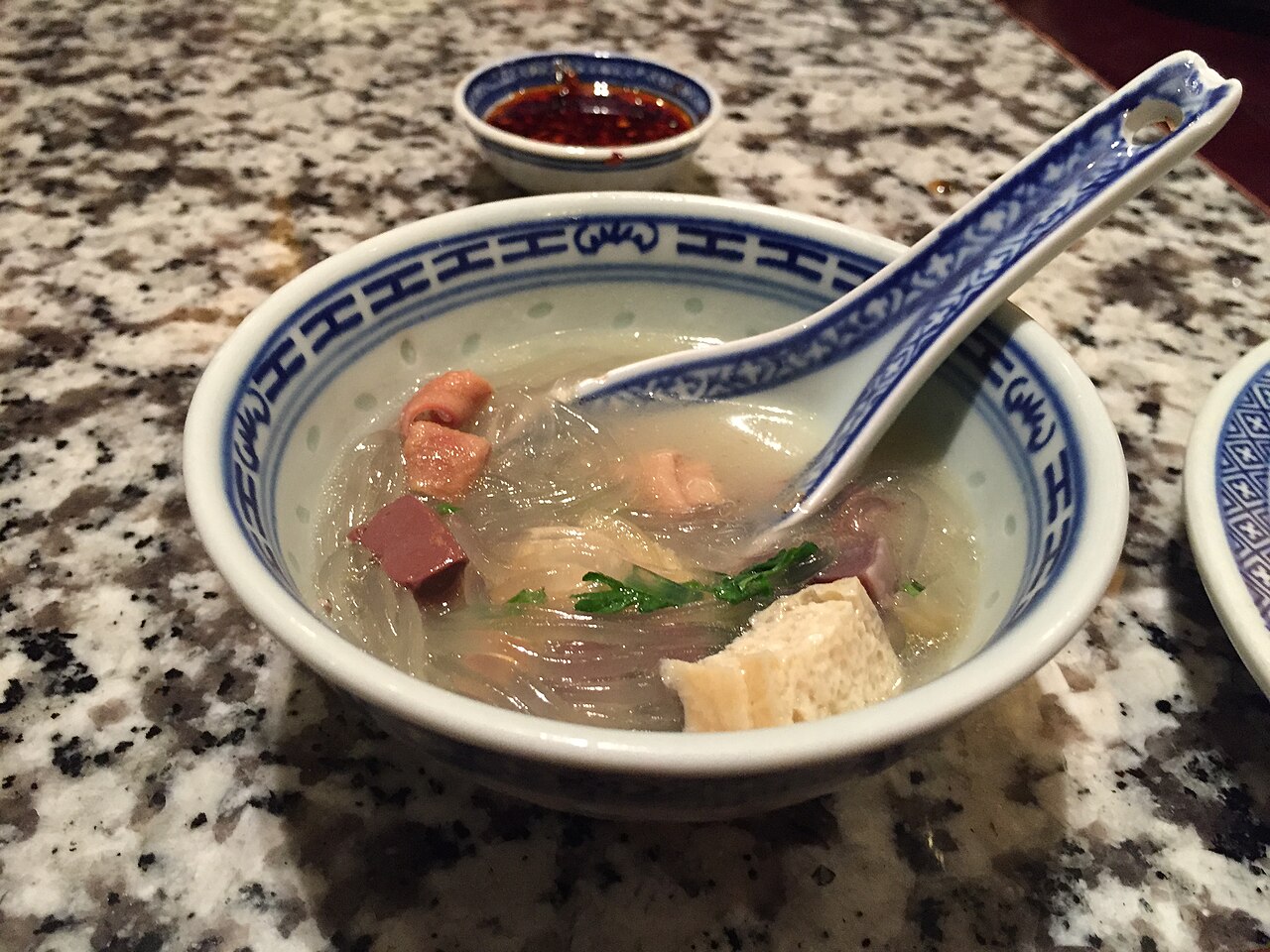 Duck blood vermicelli soup