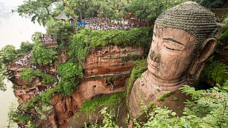 Leshan — Giant Buddha (Maitreya) on the Min River cliff