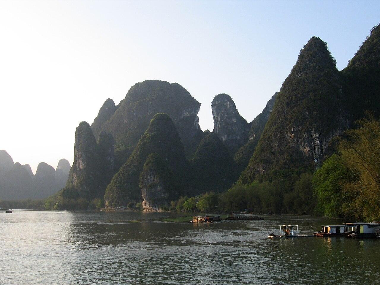 The Li River at Xingping near Guilin, the scene on the 20 Yuan note