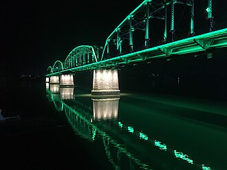 Dandong, China — The Yalu River Broken Bridge on the Korea border